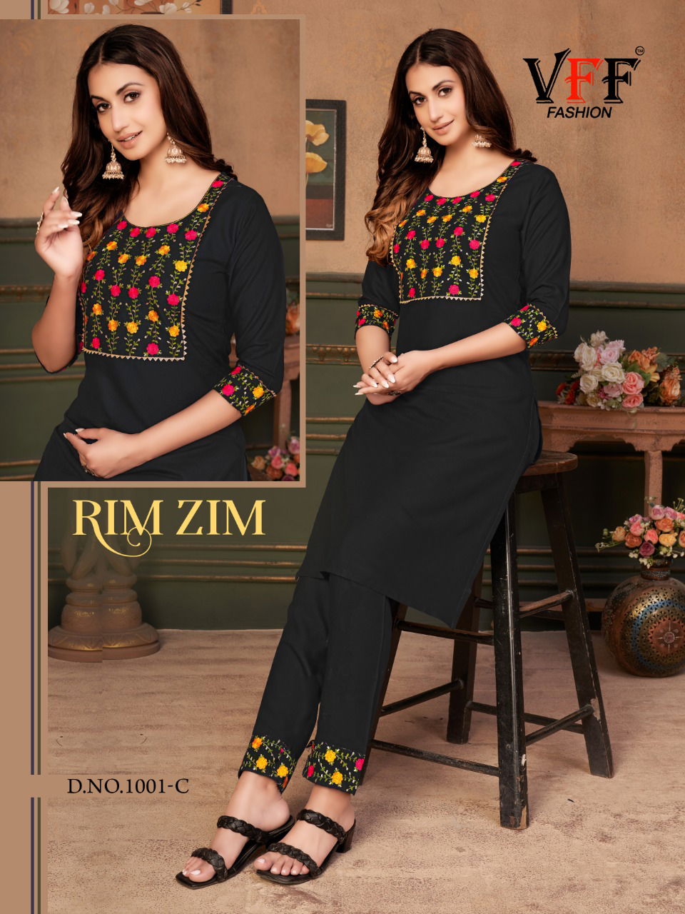 Vff Rim Zim Cotton Embroidery Casual Daily Wear Kurti Collection